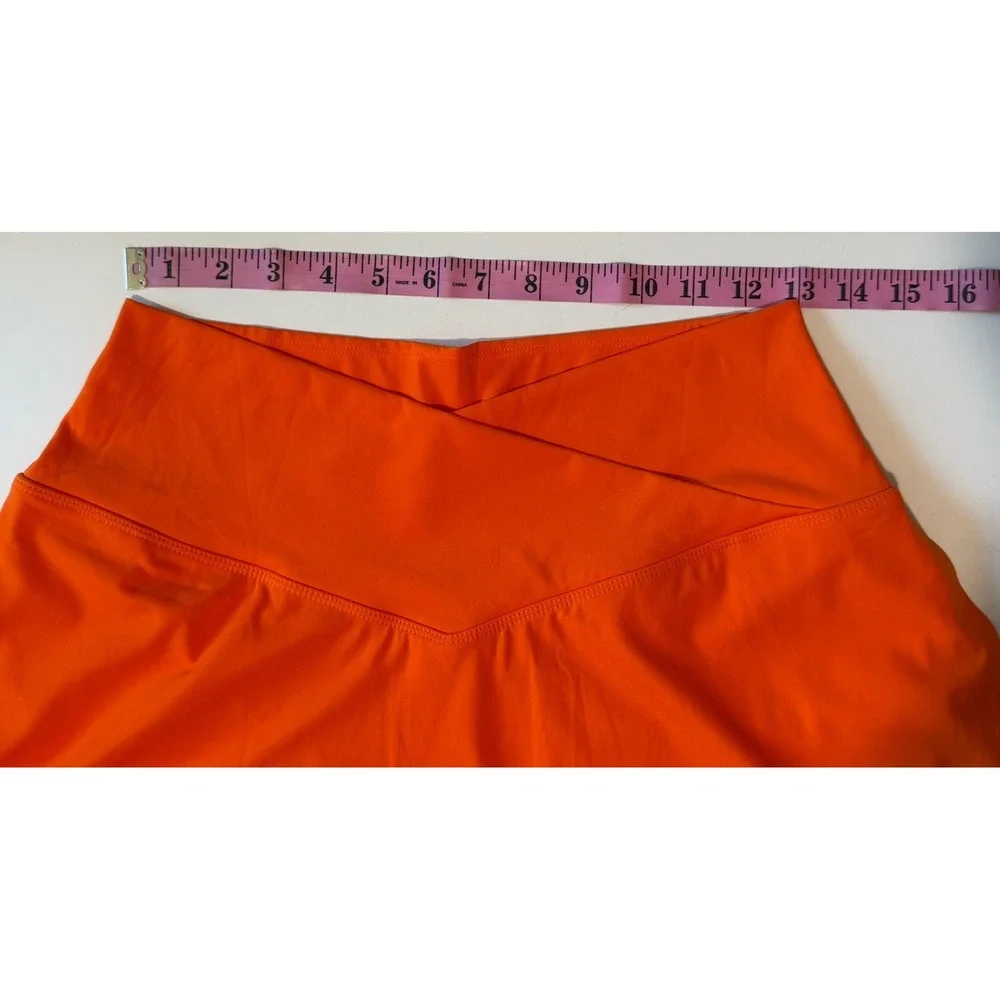 Halara SoftlyZero Airy Crossover High Waist Athletic Skort Skirt Shorts Orange L